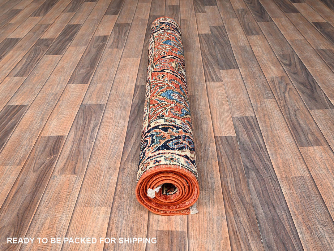 3'11" x 6'7" New Hand Knotted Orange Wool Rectangle Oriental Rug - MOA1021645