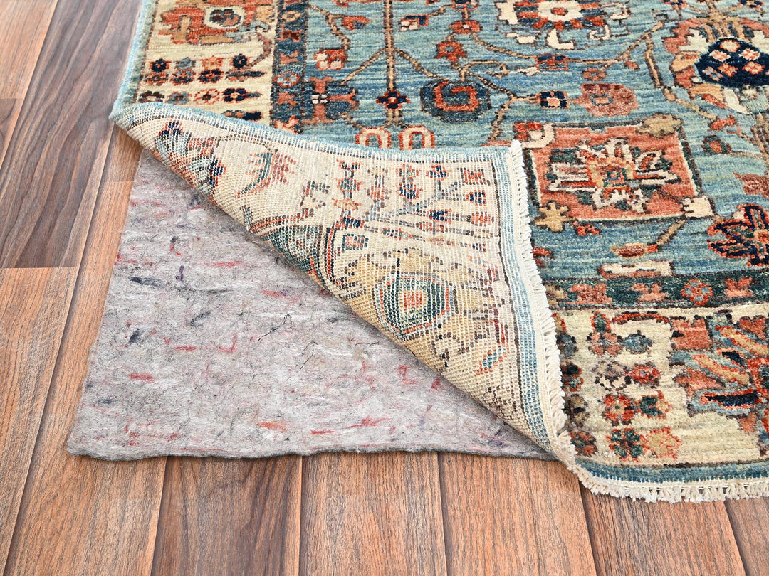 4'1" x 5'11" New Hand Knotted Blue Wool Rectangle Oriental Rug - MOA1021646