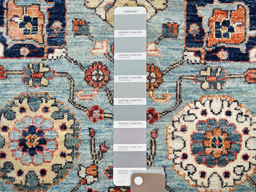 4'1" x 5'11" New Hand Knotted Blue Wool Rectangle Oriental Rug - MOA1021646