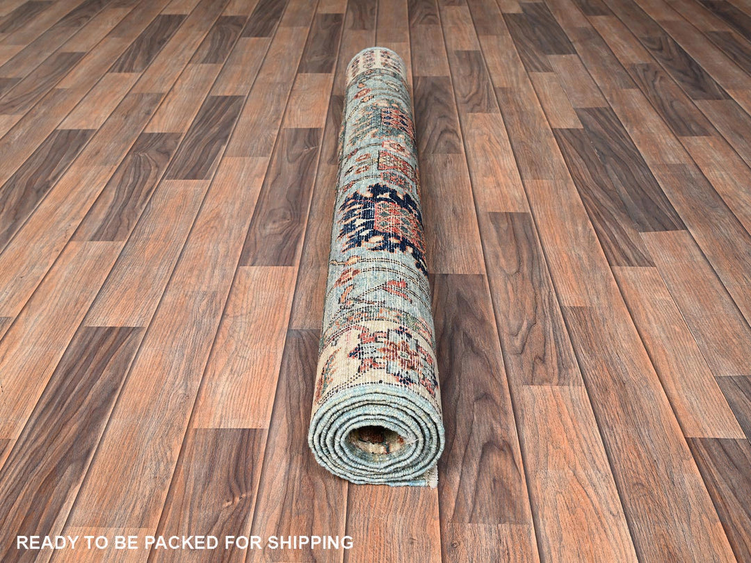 4'1" x 5'11" New Hand Knotted Blue Wool Rectangle Oriental Rug - MOA1021646