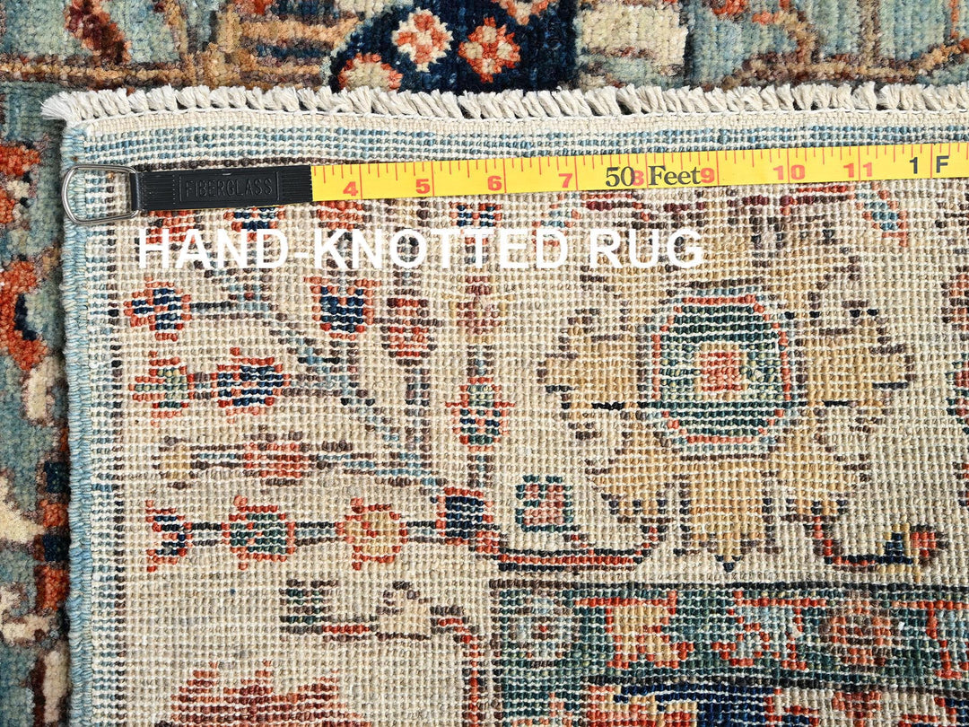 4'1" x 5'11" New Hand Knotted Blue Wool Rectangle Oriental Rug - MOA1021646