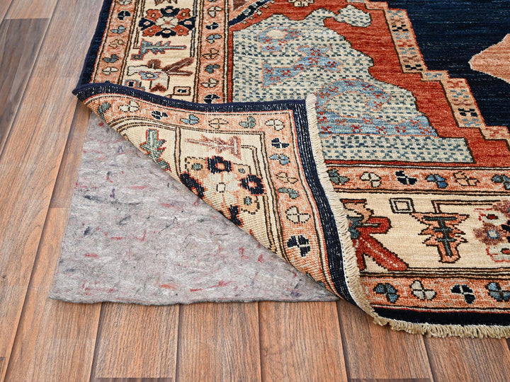 6'1" x 8'9" New Hand Knotted Blue Wool Rectangle Oriental Rug - MOA1021648