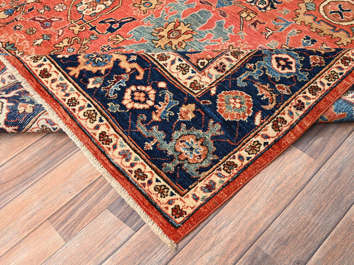 5'7" x 9'6" New Hand Knotted Orange Wool Rectangle Oriental Rug - MOA1021649