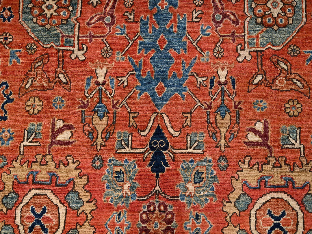 5'7" x 9'6" New Hand Knotted Orange Wool Rectangle Oriental Rug - MOA1021649