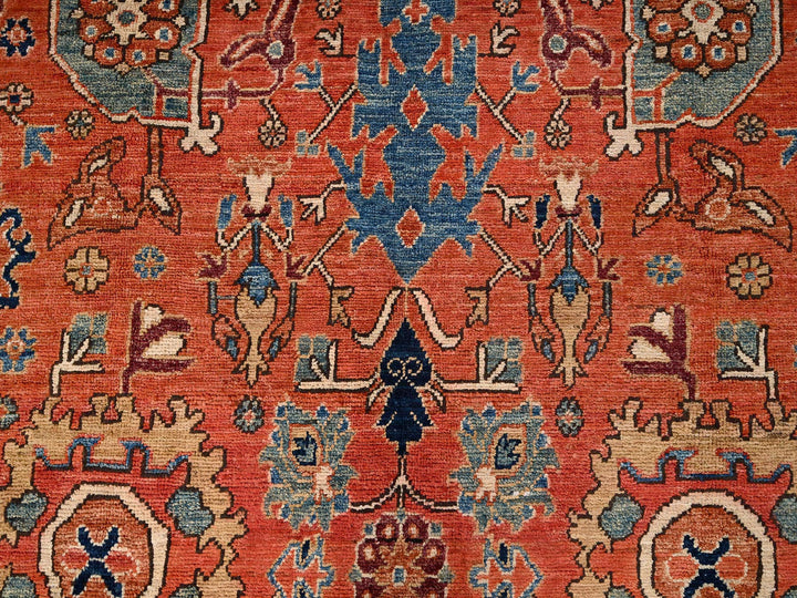 5'7" x 9'6" New Hand Knotted Orange Wool Rectangle Oriental Rug - MOA1021649