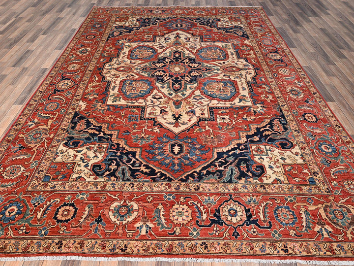 8'9" x 11'10" New Hand Knotted Red Wool Rectangle Oriental Rug - MOA1021652