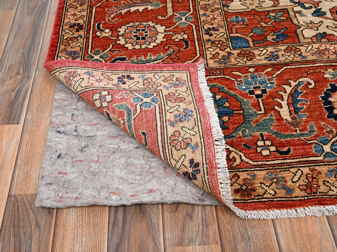 8'9" x 11'10" New Hand Knotted Red Wool Rectangle Oriental Rug - MOA1021652