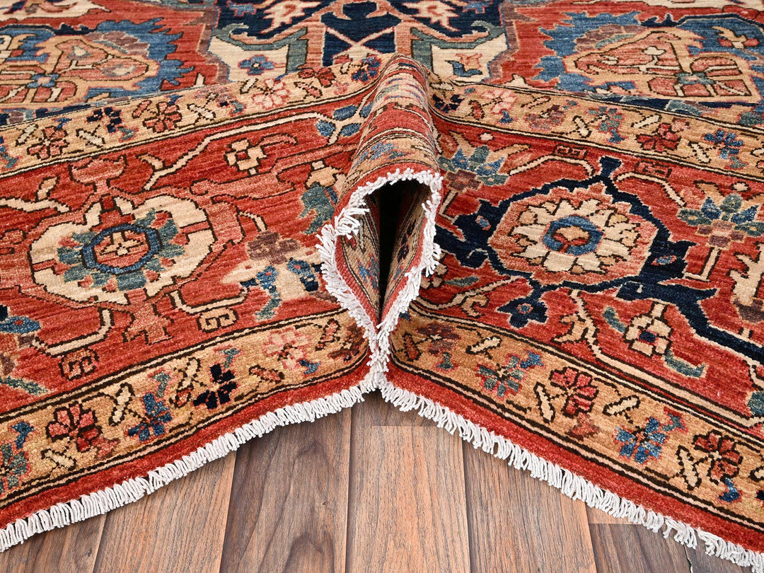 8'9" x 11'10" New Hand Knotted Red Wool Rectangle Oriental Rug - MOA1021652