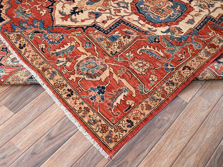 8'9" x 11'10" New Hand Knotted Red Wool Rectangle Oriental Rug - MOA1021652