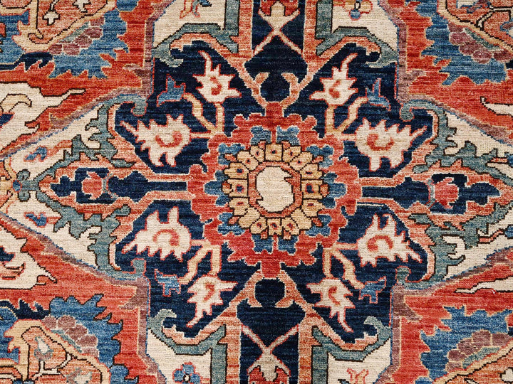 8'9" x 11'10" New Hand Knotted Red Wool Rectangle Oriental Rug - MOA1021652