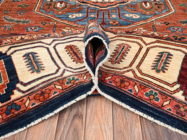 8'11" x 11'11" New Hand Knotted Orange Wool Rectangle Oriental Rug - MOA1021653