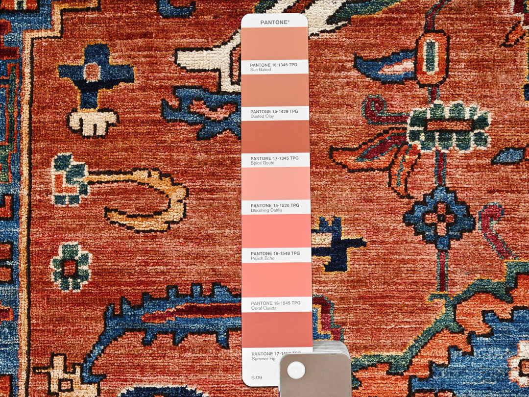 8'11" x 11'11" New Hand Knotted Orange Wool Rectangle Oriental Rug - MOA1021653