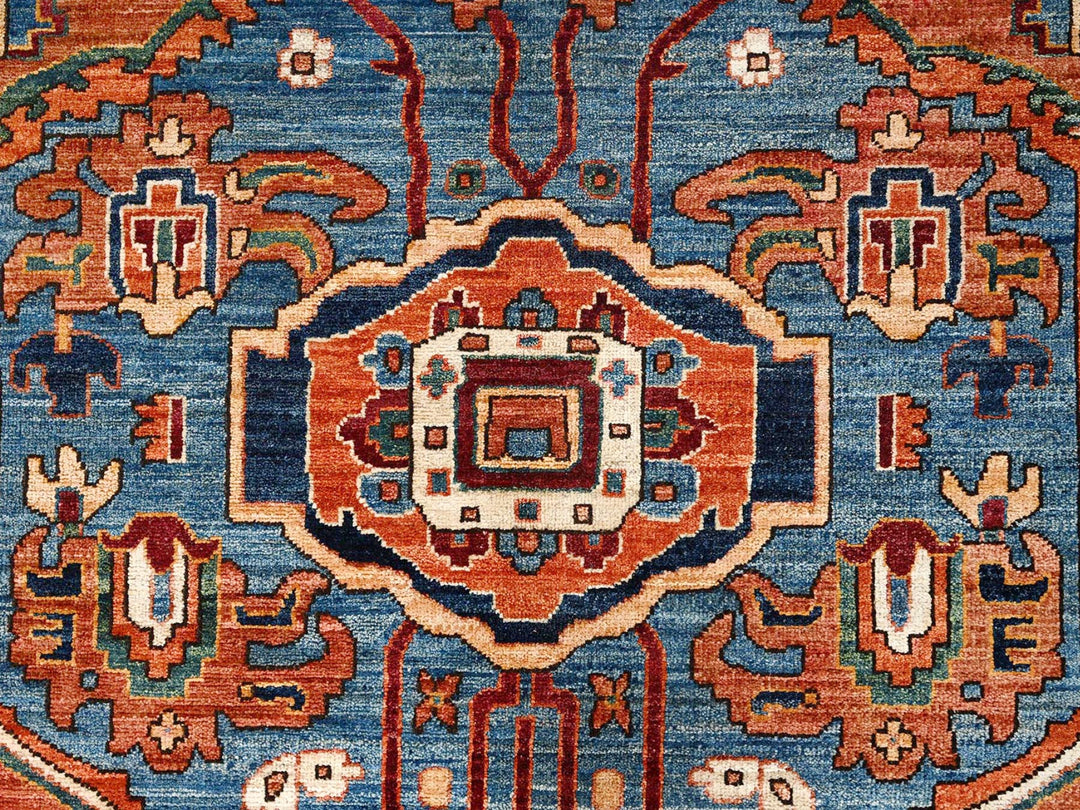 8'11" x 11'11" New Hand Knotted Orange Wool Rectangle Oriental Rug - MOA1021653