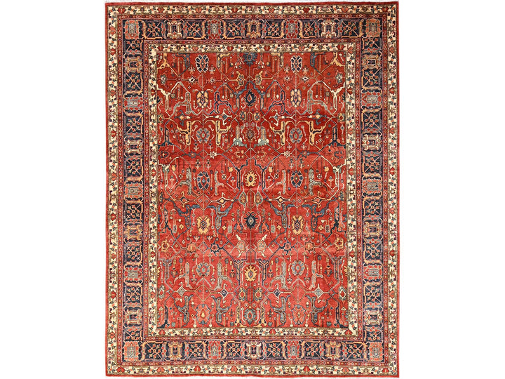 8'1" x 9'9" New Hand Knotted Red Wool Rectangle Oriental Rug - MOA1021654