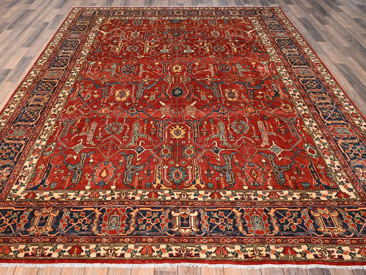 8'1" x 9'9" New Hand Knotted Red Wool Rectangle Oriental Rug - MOA1021654