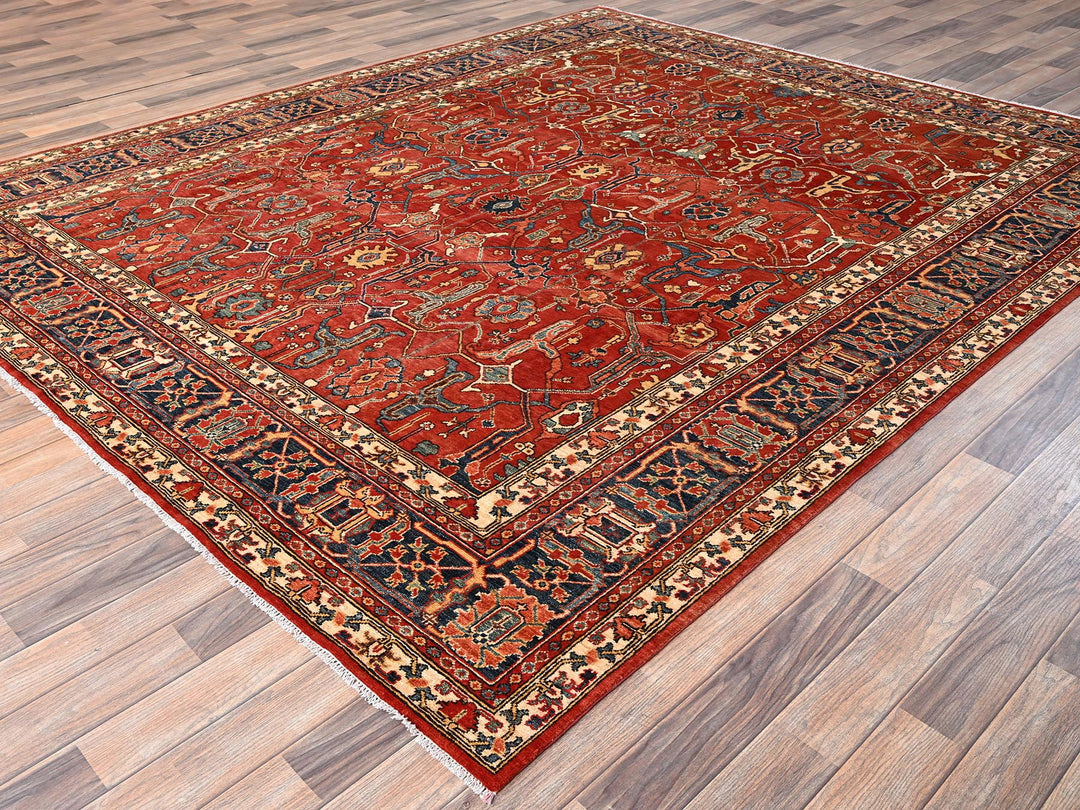 8'1" x 9'9" New Hand Knotted Red Wool Rectangle Oriental Rug - MOA1021654