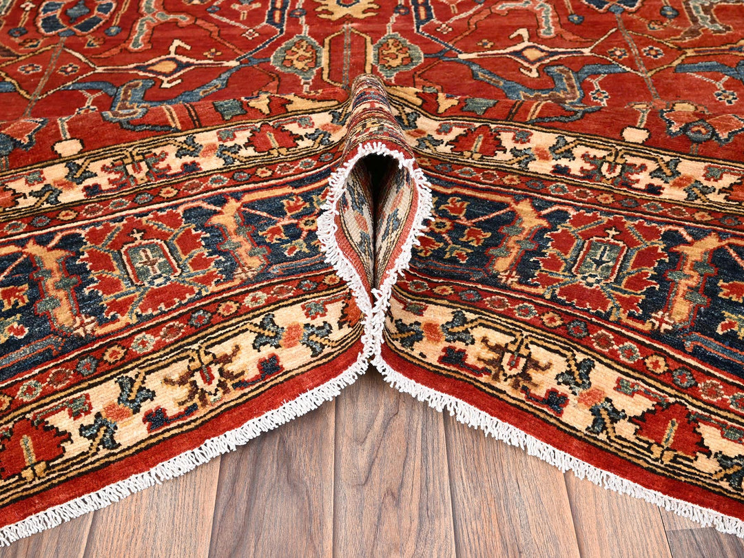 8'1" x 9'9" New Hand Knotted Red Wool Rectangle Oriental Rug - MOA1021654