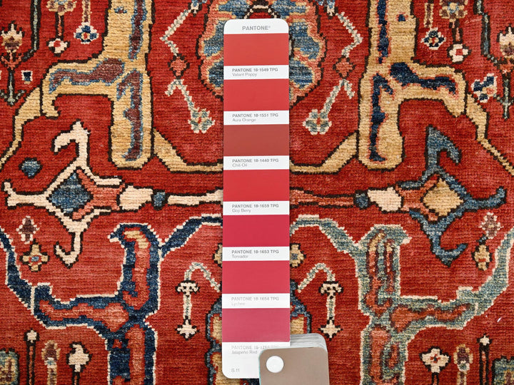 8'1" x 9'9" New Hand Knotted Red Wool Rectangle Oriental Rug - MOA1021654