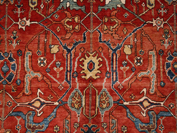 8'1" x 9'9" New Hand Knotted Red Wool Rectangle Oriental Rug - MOA1021654