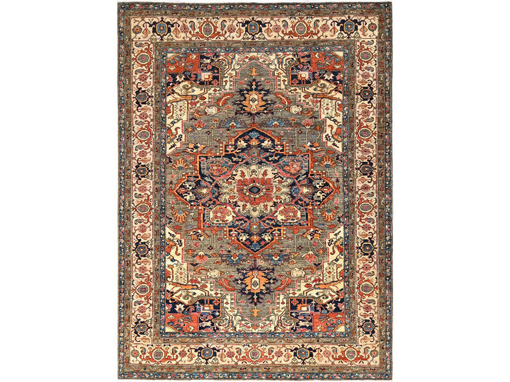 8'1" x 11'9" New Hand Knotted Green Wool Rectangle Oriental Rug - MOA1021657