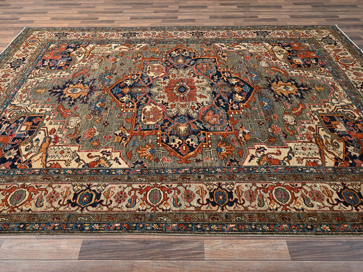 8'1" x 11'9" New Hand Knotted Green Wool Rectangle Oriental Rug - MOA1021657