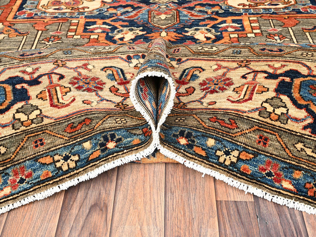 8'1" x 11'9" New Hand Knotted Green Wool Rectangle Oriental Rug - MOA1021657