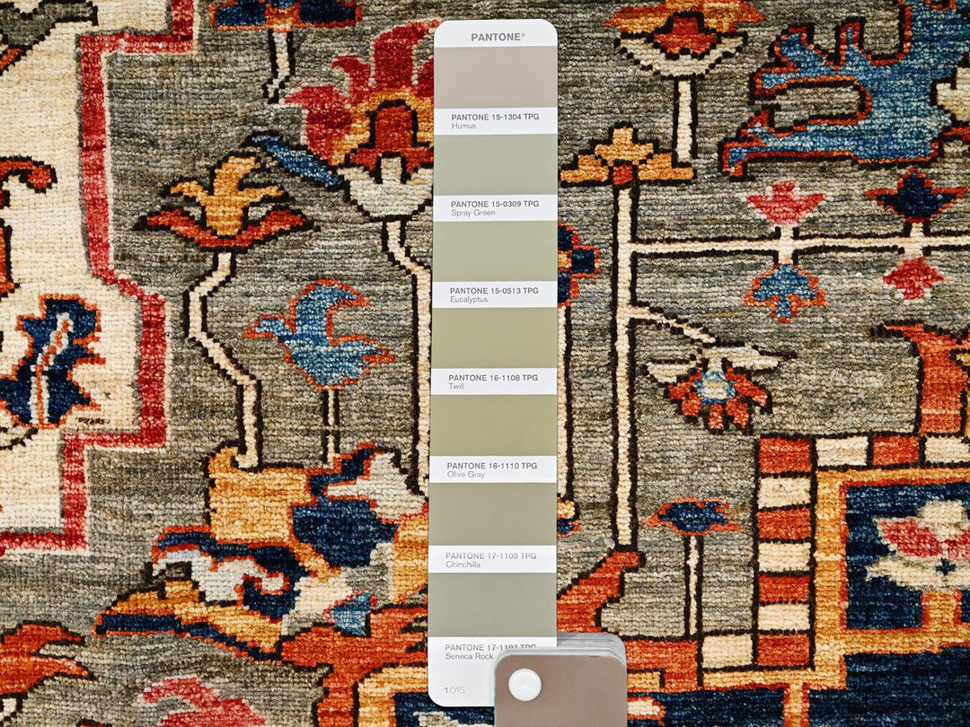 8'1" x 11'9" New Hand Knotted Green Wool Rectangle Oriental Rug - MOA1021657