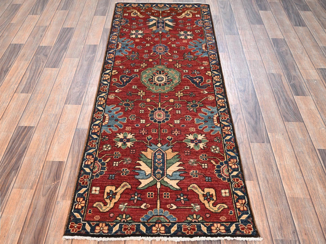 2'4" x 6'3" New Hand Knotted Red Wool Runner Oriental Rug - MOA1021659