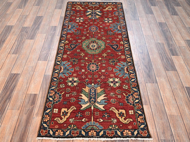 2'4" x 6'3" New Hand Knotted Red Wool Runner Oriental Rug - MOA1021659