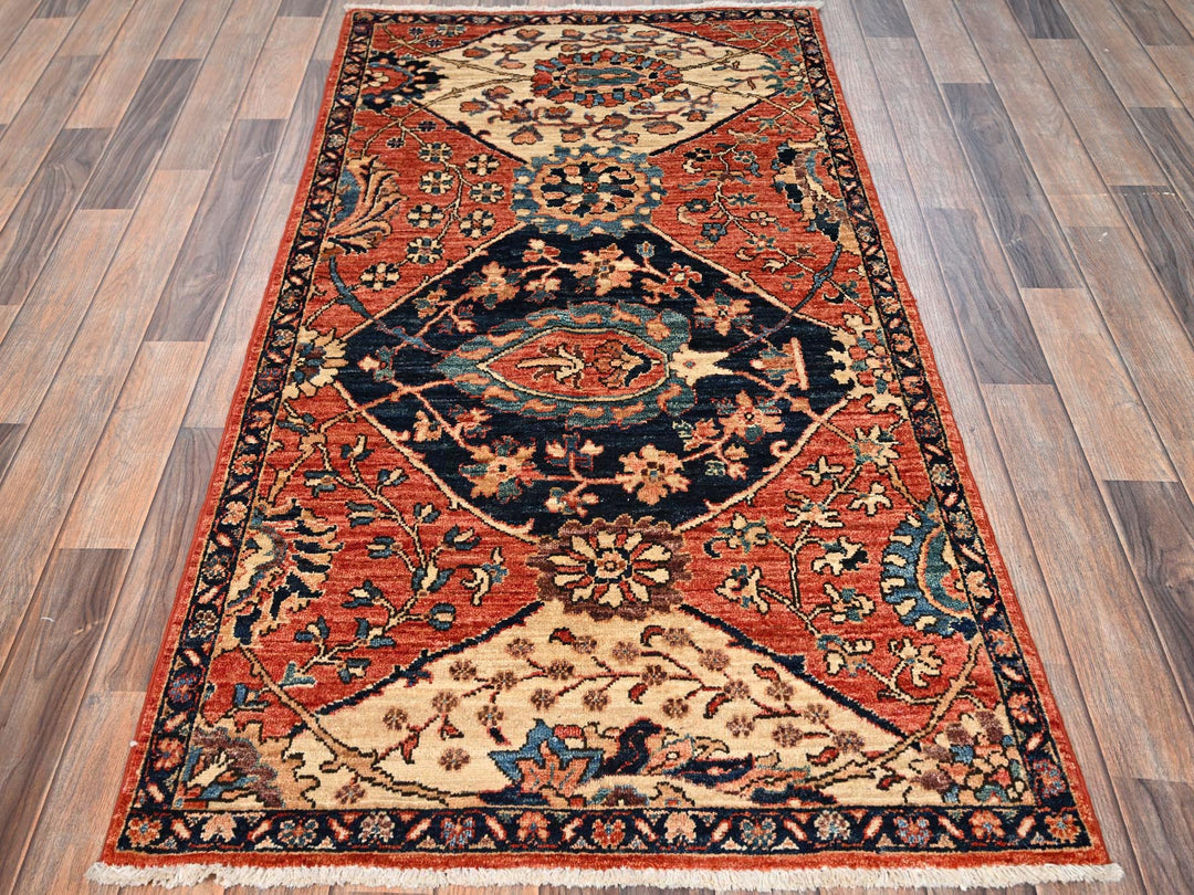 3'0" x 5'10" New Hand Knotted Orange Wool Runner Oriental Rug - MOA1021663