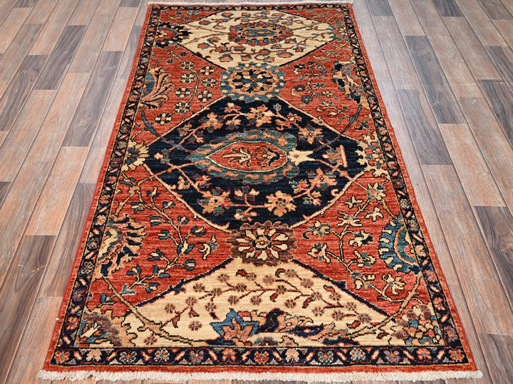 3'0" x 5'10" New Hand Knotted Orange Wool Runner Oriental Rug - MOA1021663