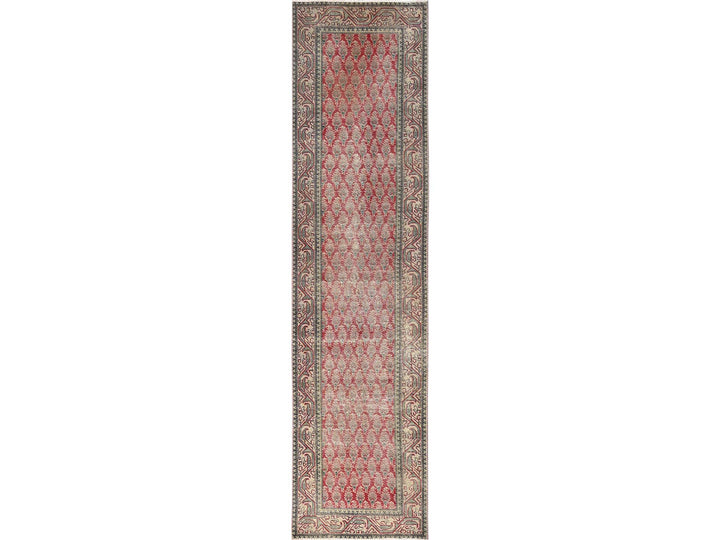 2'11" x 12'8" Vintage Hand Knotted Red Wool Runner Oriental Rug - MOA1021667