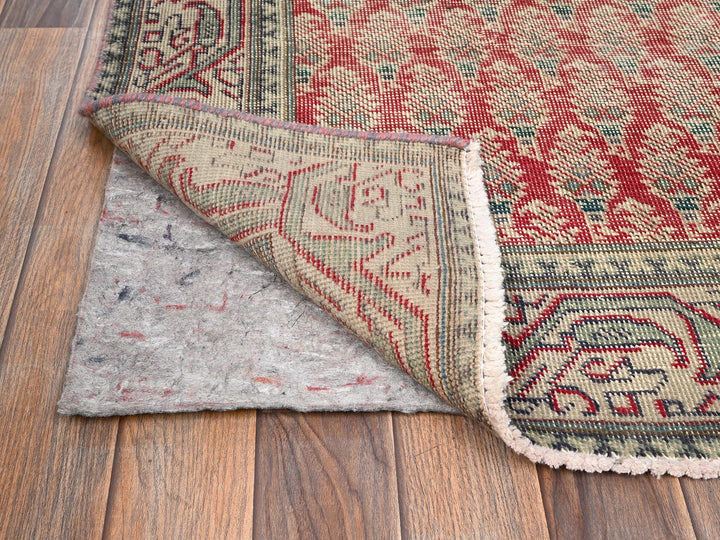 2'11" x 12'8" Vintage Hand Knotted Red Wool Runner Oriental Rug - MOA1021667