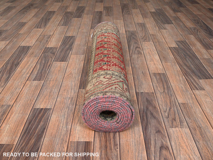 2'11" x 12'8" Vintage Hand Knotted Red Wool Runner Oriental Rug - MOA1021667