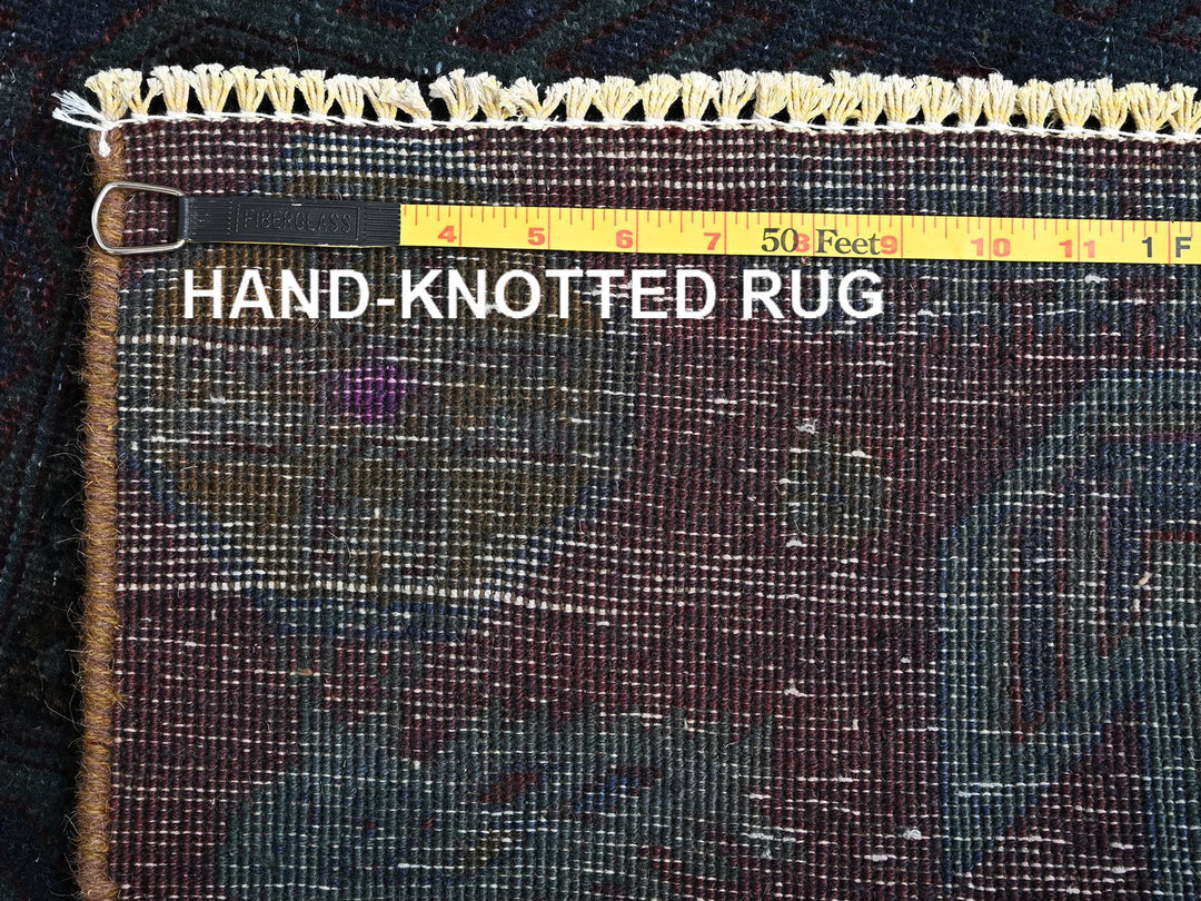 3'2" x 8'6" Vintage Hand Knotted Overdyed Wool Runner Oriental Rug - MOA1021668