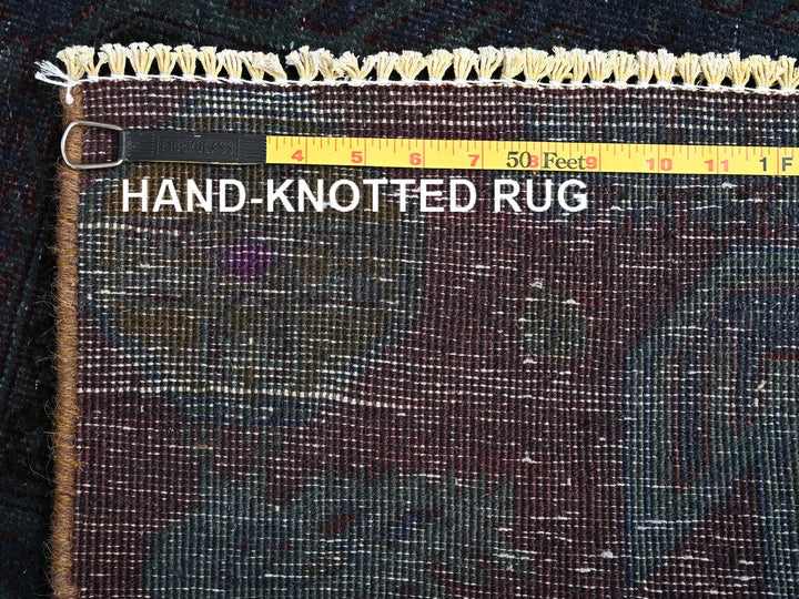 3'2" x 8'6" Vintage Hand Knotted Overdyed Wool Runner Oriental Rug - MOA1021668