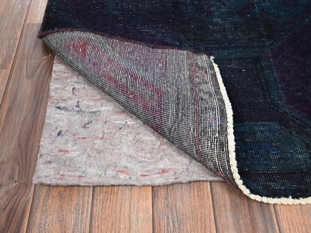 2'9" x 8'6" Vintage Hand Knotted Overdyed Wool Runner Oriental Rug - MOA1021669