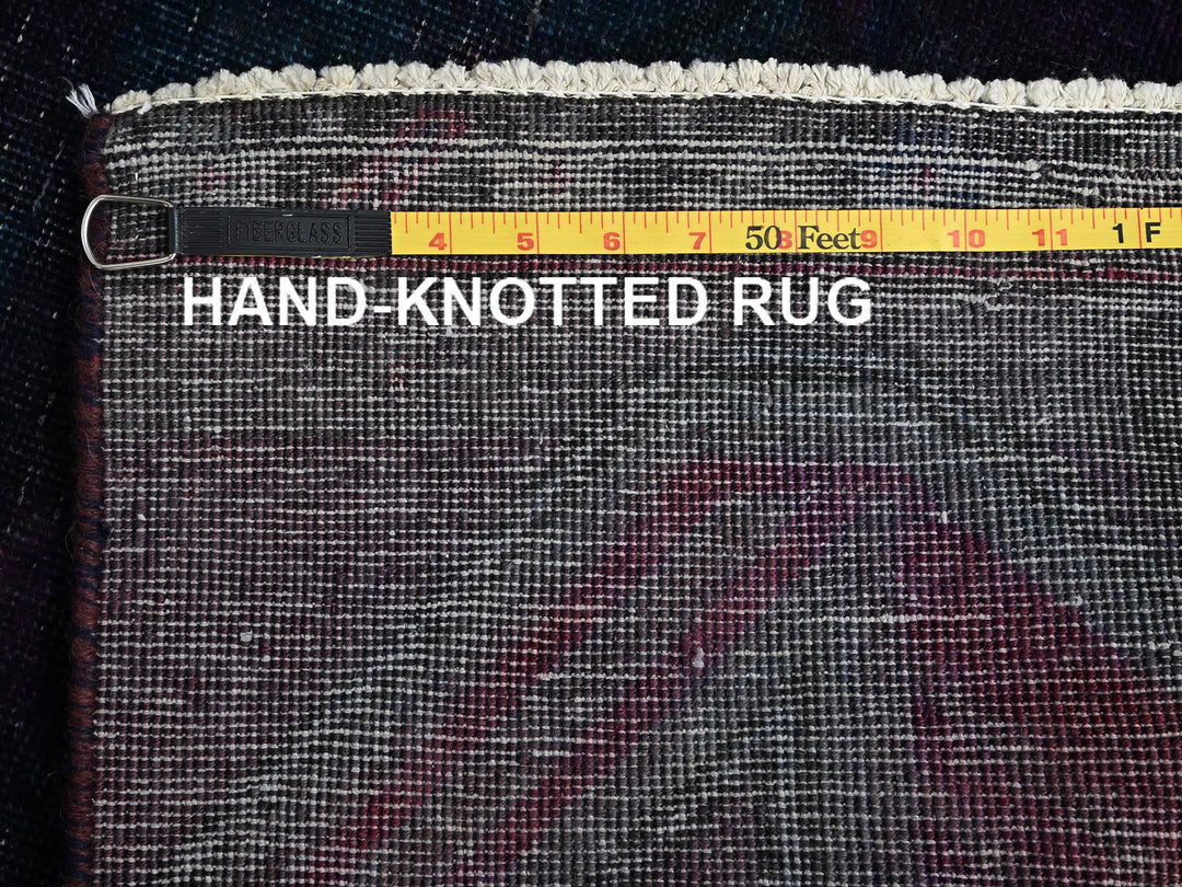 2'9" x 8'6" Vintage Hand Knotted Overdyed Wool Runner Oriental Rug - MOA1021669