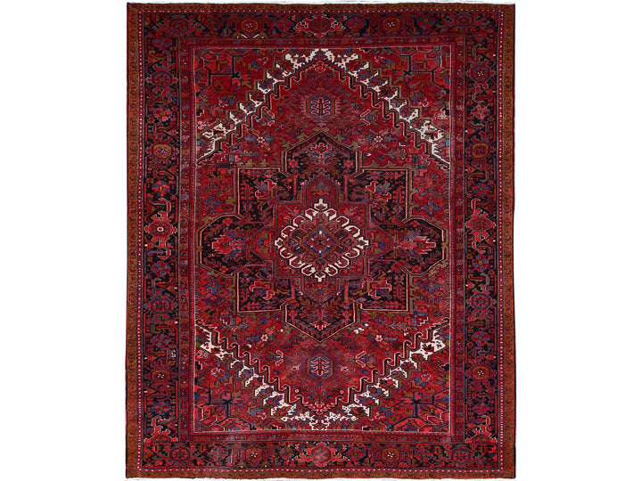 9'8" x 12'3" Vintage Hand Knotted Red Wool Rectangle Oriental Rug - MOA102166