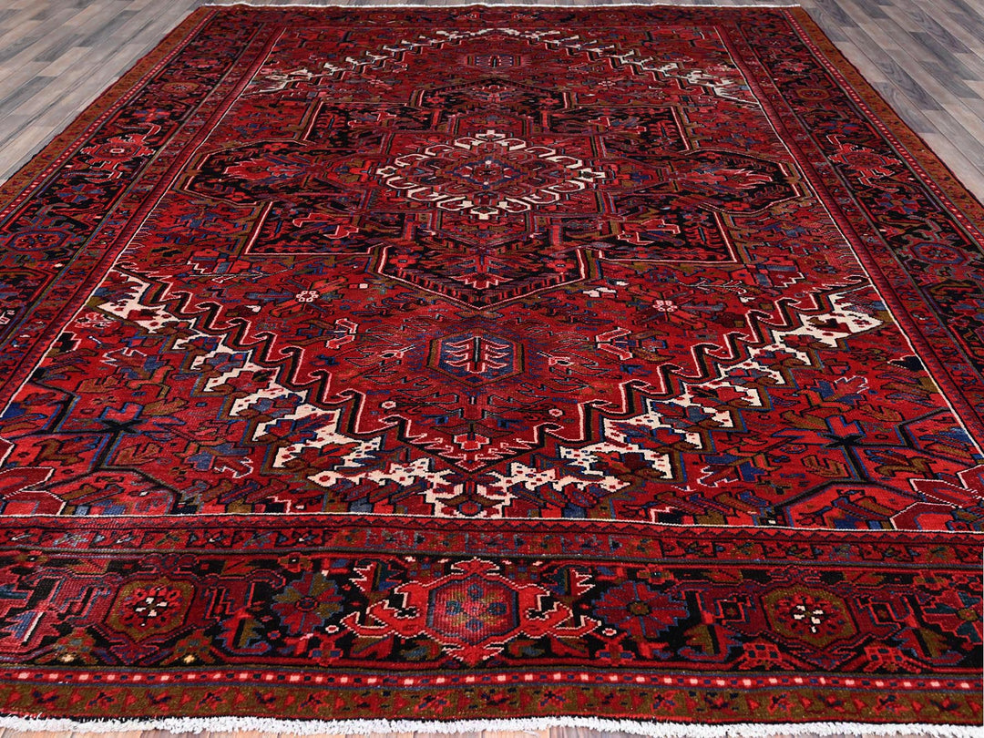 9'8" x 12'3" Vintage Hand Knotted Red Wool Rectangle Oriental Rug - MOA102166