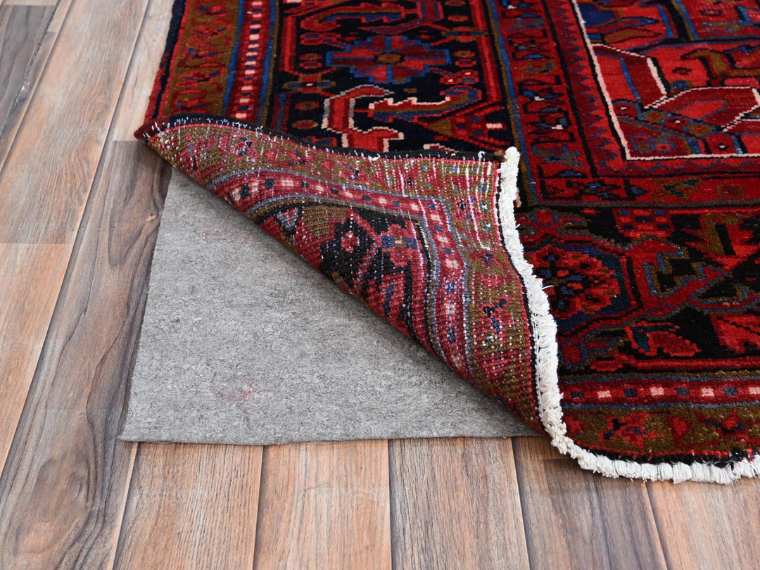9'8" x 12'3" Vintage Hand Knotted Red Wool Rectangle Oriental Rug - MOA102166