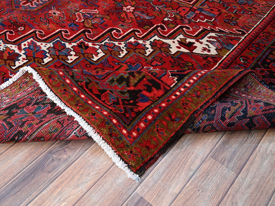 9'8" x 12'3" Vintage Hand Knotted Red Wool Rectangle Oriental Rug - MOA102166