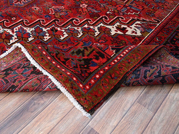 9'8" x 12'3" Vintage Hand Knotted Red Wool Rectangle Oriental Rug - MOA102166