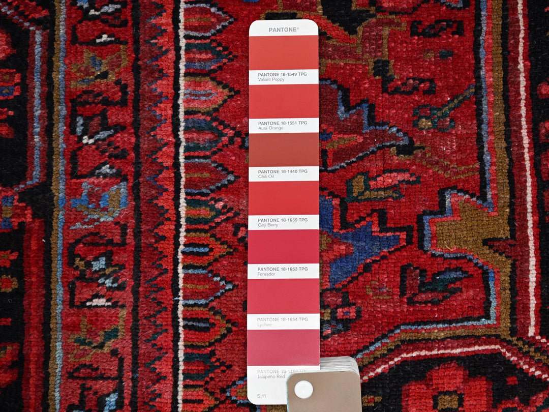 9'8" x 12'3" Vintage Hand Knotted Red Wool Rectangle Oriental Rug - MOA102166
