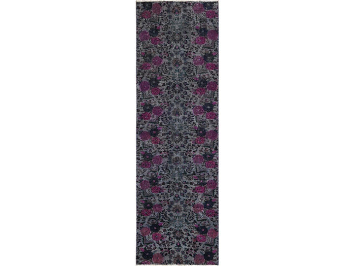 2'5" x 8'0" Vintage Hand Knotted Overdyed Wool Runner Oriental Rug - MOA1021670