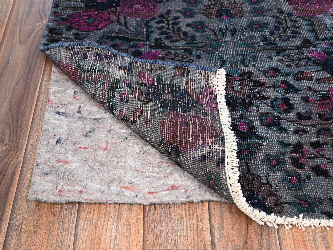 2'5" x 8'0" Vintage Hand Knotted Overdyed Wool Runner Oriental Rug - MOA1021670