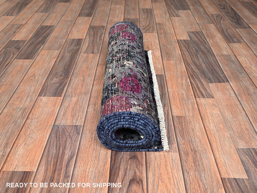 2'5" x 8'0" Vintage Hand Knotted Overdyed Wool Runner Oriental Rug - MOA1021670
