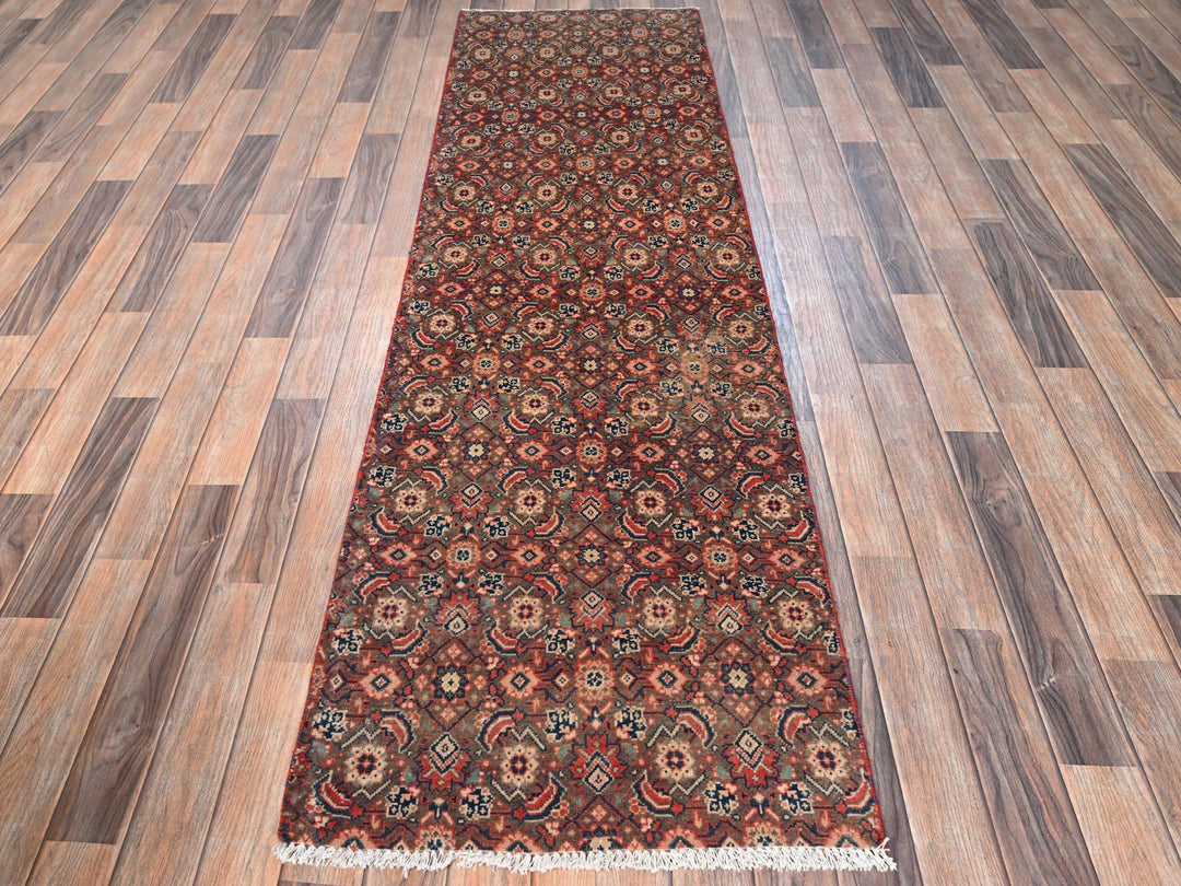 2'3" x 8'3" Vintage Hand Knotted Brown Wool Runner Oriental Rug - MOA1021674