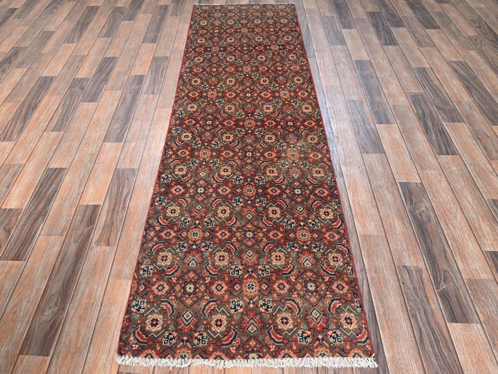 2'3" x 8'3" Vintage Hand Knotted Brown Wool Runner Oriental Rug - MOA1021674