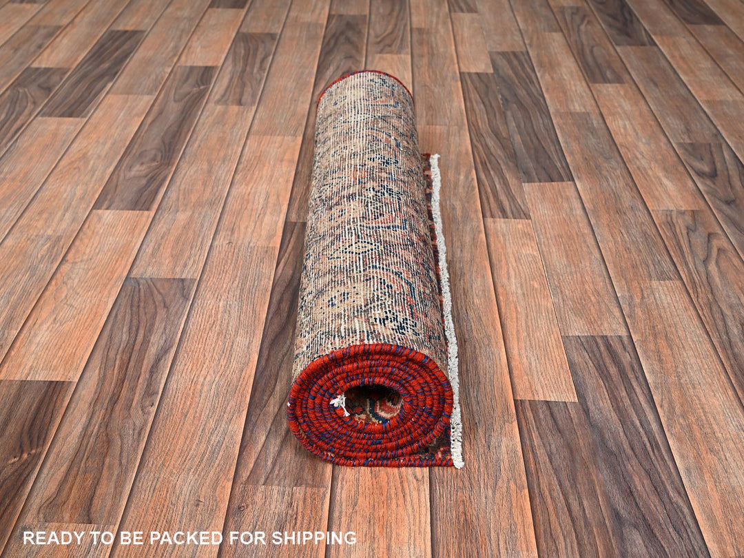 2'3" x 8'3" Vintage Hand Knotted Brown Wool Runner Oriental Rug - MOA1021674
